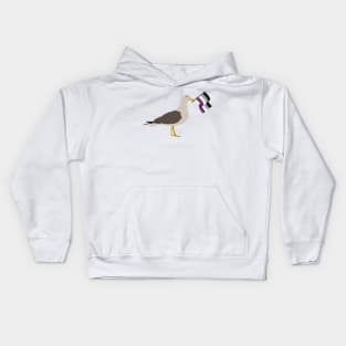 Seagull Holding Asexual Pride Flag Kids Hoodie